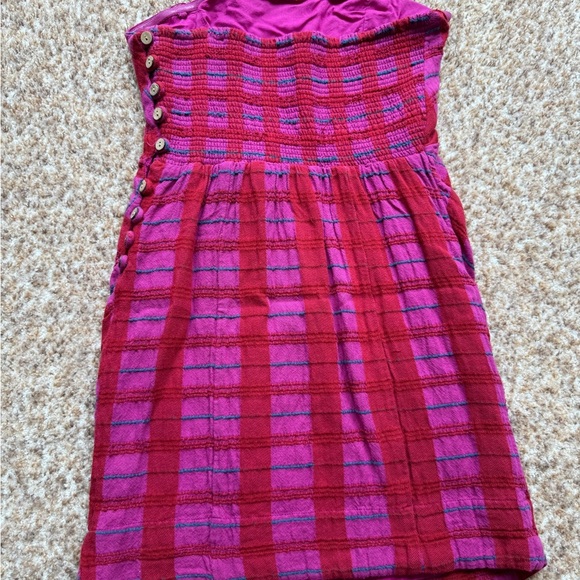 Free People Strapless Red and Pink Dress - Picture 3 of 6